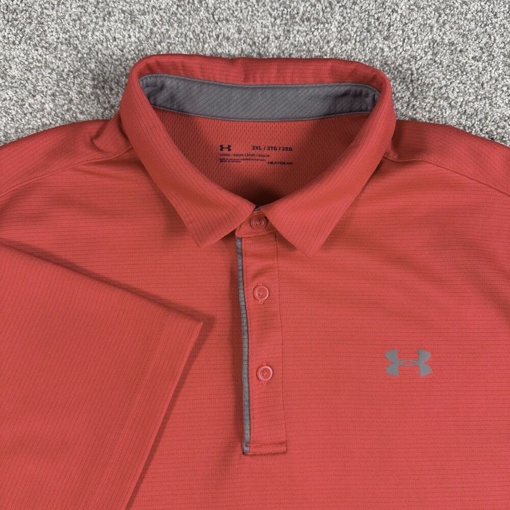 Under Armour Tech Golf Polo Shirt Performance Men's Loose Fit Red Size XXL 2XL